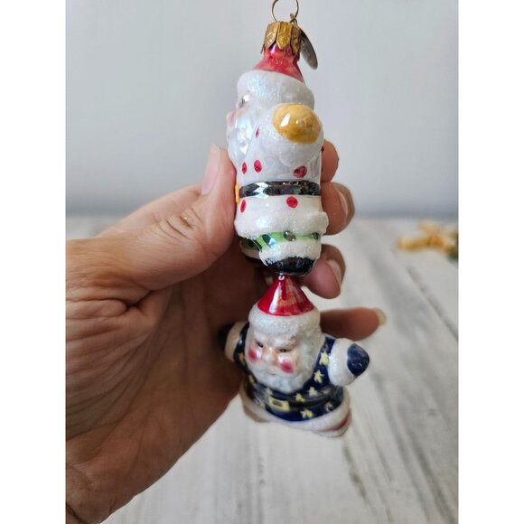 Vintage radko Santa totem American star ornaments double dangling glass tree - Picture 3 of 8